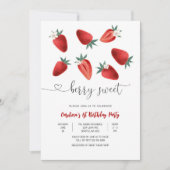 Invitation d'anniversaire fraise douce aux framboi (Devant)