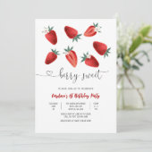 Invitation d'anniversaire fraise douce aux framboi (Debout devant)