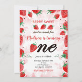 Invitation d'anniversaire fraise modifiable (Devant)