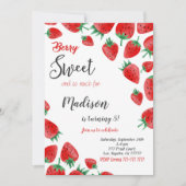 Invitation d'anniversaire fraise rouge (Devant)