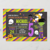 Invitation d'anniversaire Frankenstein Halloween (Devant / Derrière)