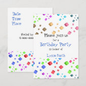 Invitation d'anniversaire Fun Cubes (Devant / Derrière)