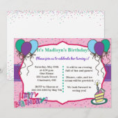 Invitation d'anniversaire Fun Girl (Devant / Derrière)