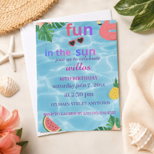 Invitation d'anniversaire Fun in the Sun Plage Enf