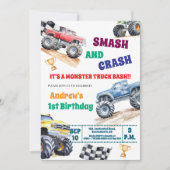 Invitation d'anniversaire Fun Monster Trucks 1ère (Devant)