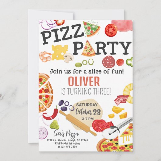 Invitation d'anniversaire Fun Pizza ENFANTS de TOU (Devant)