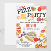 Invitation d'anniversaire Fun Pizza ENFANTS de TOU (Devant / Derrière)