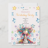 Invitation d'anniversaire Fun Star Licorne Féminin (Devant)