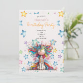 Invitation d'anniversaire Fun Star Licorne Féminin (Debout devant)