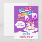Invitation d'anniversaire Fun Unicorn Balloon (Devant / Derrière)
