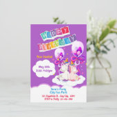 Invitation d'anniversaire Fun Unicorn Balloon (Debout devant)