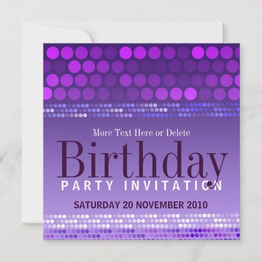 Invitation d'anniversaire Funky Purple Pink Party (Devant)