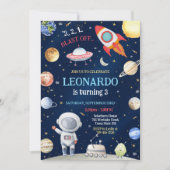 Invitation d'anniversaire Fusée spatiale Astronaut (Devant)
