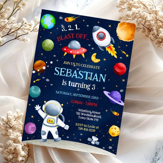 Invitation d'anniversaire Fusée spatiale Astronaut