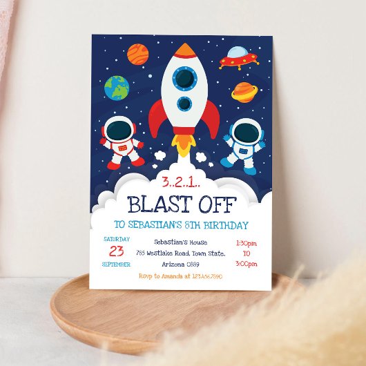 Invitation d'anniversaire Fusée spatiale Astronaut
