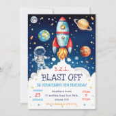 Invitation d'anniversaire Fusée spatiale Astronaut (Devant)