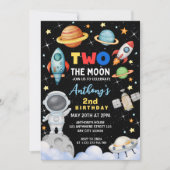 Invitation d'anniversaire Fusée spatiale Deux à la (Devant)