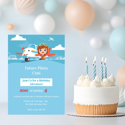 Invitation d'anniversaire Future Pilot Airplane Ad