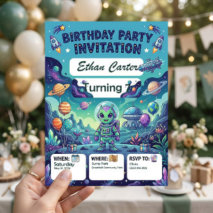 Invitation d'anniversaire Galaxie - Personnalisabl