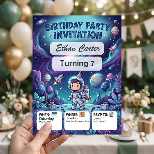Invitation d'anniversaire Galaxy Kids