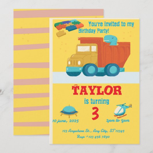 Invitation d'anniversaire garçon (Devant / Derrière)