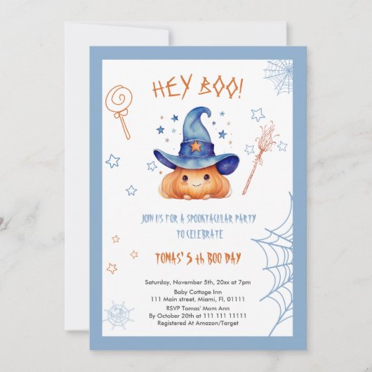 Invitation d'anniversaire garçon 5 ans Halloween (Devant)