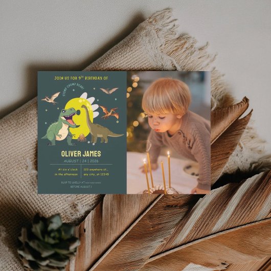 Invitation d'anniversaire garçon 9 ans thème dinos