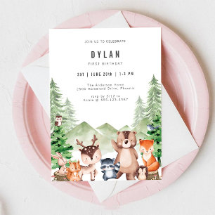 Invitation d'anniversaire garçon animaux de la for