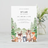 Invitation d'anniversaire garçon animaux de la for (Debout devant)