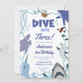 Invitation d'anniversaire Garçon Animaux Marins Pl (Devant)