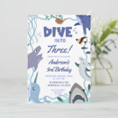 Invitation d'anniversaire Garçon Animaux Marins Pl (Debout devant)