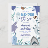 Invitation d'anniversaire garçon animaux marins so (Devant)