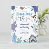 Invitation d'anniversaire garçon animaux marins so (Debout devant)