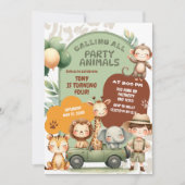 Invitation d'anniversaire garçon aventure animaux (Devant)