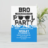 Invitation d'anniversaire garçon BRO Blue Pool Par (Debout devant)