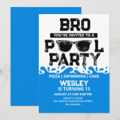 Invitation d'anniversaire garçon BRO Blue Pool Par (Devant / Derrière)