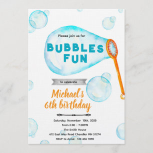 Invitation d'anniversaire garçon bulle