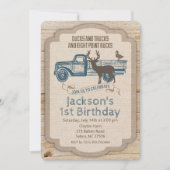 Invitation d'anniversaire garçon camion cerf rusti (Devant)