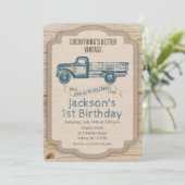 Invitation d'anniversaire garçon camion rustique - (Debout devant)