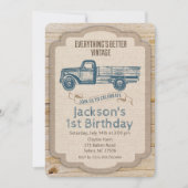 Invitation d'anniversaire garçon camion rustique - (Devant)