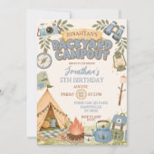 Invitation d'anniversaire garçon campement dans la (Devant)