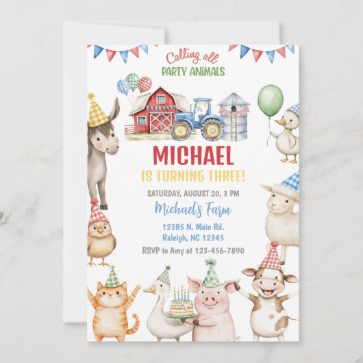 Invitation d'anniversaire garçon de tout âge avec (Devant)