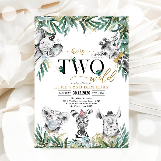 Invitation d'anniversaire garçon DEUX Animaux de f