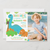 Invitation d'anniversaire garçon dinosaure / Fête (Devant)