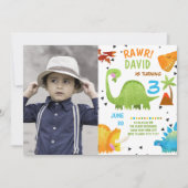 Invitation d'anniversaire garçon dinosaure photo (Devant)
