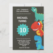 Invitation d'anniversaire garçon dinosaure tout âg (Devant)
