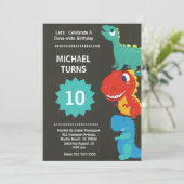 Invitation d'anniversaire garçon dinosaure tout âg (Debout devant)