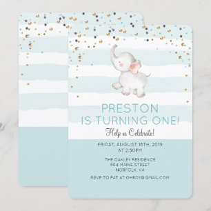 Invitation d'anniversaire garçon éléphant - TOUS Â