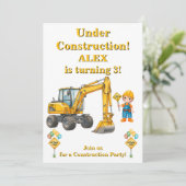 Invitation d'anniversaire garçon en construction (Debout devant)