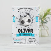 Invitation d'anniversaire garçon football bleu (Debout devant)